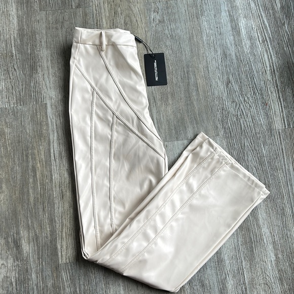 PrettyLittleThing Pants - NWT Pretty Little Thing faux leather cream pants